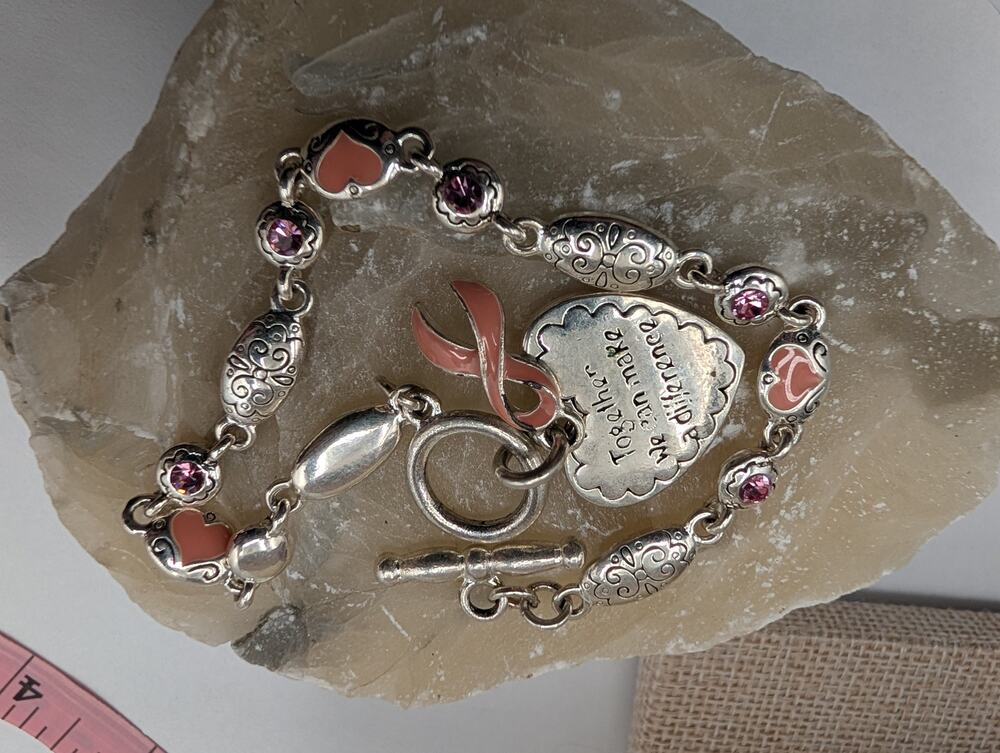 Brighton Pink Ribbon Breast Cancer Awareness Charm Bracelet Toggle Clasp